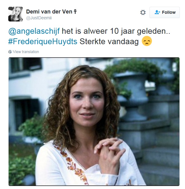 Frédérique 10 jaar geleden overleden Frédérique Huydts